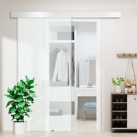 Glasschiebetür Schiebetür Tür Zimmertür mit Griffstange einseitig satiniert 2050x 1025 mm
