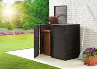 GreenYard® Mülltonnenabdeckung für 2 Mülltonnen 111 x 65 x 104 cm Rattan-Optik