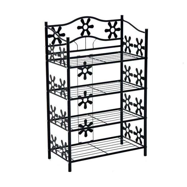 Pflanzenregal Pflanzentreppe Ständer 4 Etagen Metall Schwarz 59,5 x 30 x 92 cm