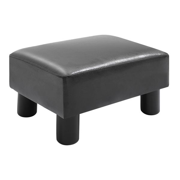 Fußhocker Beinstütze Sitzhocker Eingangbank Chesterfield aus Kunstleder Schwarz 40 x 30 x 24 cm