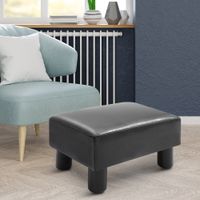 Fußhocker Beinstütze Sitzhocker Eingangbank Chesterfield aus Kunstleder Schwarz 40 x 30 x 24 cm
