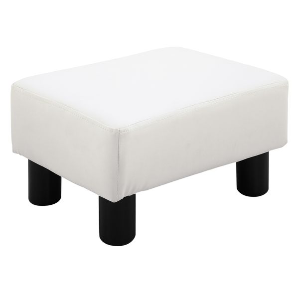 Fußhocker Beinstütze Sitzhocker Chesterfield aus Kunstleder Weiß 40 x 30 x 24 cm
