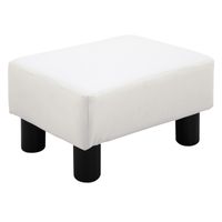 Fußhocker Beinstütze Sitzhocker Eingangbank Rückenfreier Hocker Bank Sitzbank Chesterfield aus Kunstleder Weiß 40 x 30 x 24 cm