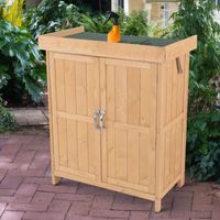 Geräteschrank Geräteschuppen Holzschrank 2 Fächer Tannenholz Natur