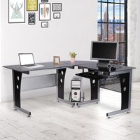 Computertisch Eckschreibtisch PC Tisch Bürotisch mit Sicherheitsglas Büro