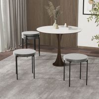 4er-Set Esszimmerhocker aus Polyester und Stahl, ca. 41,5 x 41,5 x 46 cm - Dunkelgrau