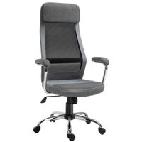 Bürostuhl Computerstuhl ergonomischer Schreibtischstuhl Höhenverstellung und Kopfstütze mit Schaumstoff nordischer Stil hellgrau+schwarz 65 x 60 x 119-129 cm