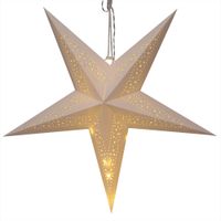 LED Papierstern 5 Spitzen 60cm creme Punkte