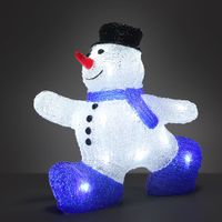 LED Figur Schneemann M Acryl 27,5 x 27 x 14cm rot/weiß/schwarz/blau