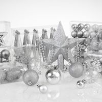 Weihnachtsbaumkugeln Weihnachtsbaumschmuck  102 tlg 3/4/6cm silber