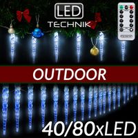 Lichterkette Eiszapfen 40 LED inkl Fernbedienung 104m blau