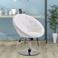 Arbeitshocker Drehhocker Drehstuhl Bürostuhl, PU+Stahl, Schwarz/Weiß, 56x71x78,5-90,5cm (Weiß)