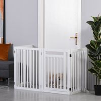 Absperrgitter Hunde Schutzgitter für Tiere 4 Stücke freistehende Sicherheitsgitter faltbar Hund mit 2 Stützfüße für Tier & Treppe Weiß 81 cm