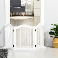 Hunde Absperrgitter Schutzgitter Hundegitter Konfigurationsgitter 3-teilig mit zwei Stützfüßen stabil faltbar Treppengitter Hundeabsperrgitter Türschutzgitter MDF Weiß 154,5x29,5x61 cm