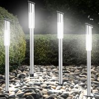 Solarleuchte LED mit Dämmerungssensor 70 x 5cm 4er Set silber / warmweiß