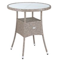 Casaria Gartentisch Polyrattan rund  74 x 60cm creme