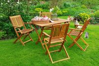 Casaria Sitzgruppe Akazie Sydney 4+1 Set (5tlg) Tisch: 120 x 75 x 70cm Stuhl: 92 x 51 x 51cm braun