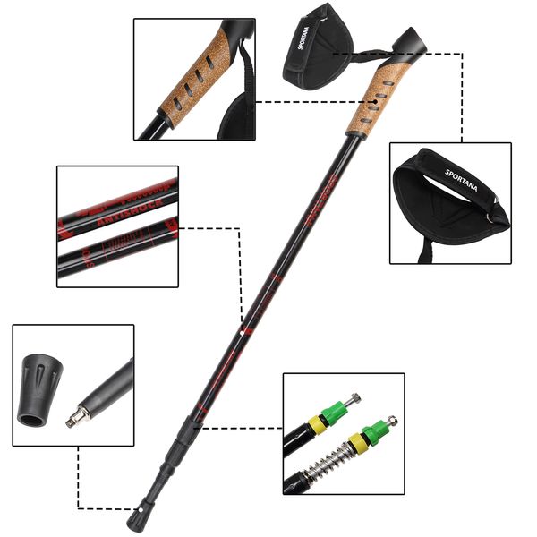 Deuba Nordic Walking Stöcke 68 – 135cm rot