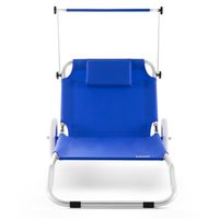 Casaria Strandliege Kreta mit Rollen und Sonnendach 150 x 83 x 52cm blau
