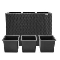 Casaria Blumenkasten Polyrattan 3er 83 x 60 x 30,5cm schwarz