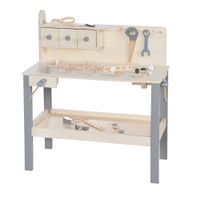 Werkbank, große Holzwerkbank, mit Werkzeug Set, großer Arbeitsplatte, Ablage , 3 Schubfächern