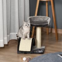 Kratzbaum Katzenbaum mit Spielbällen Sisalseil-Kratzstangen Grau