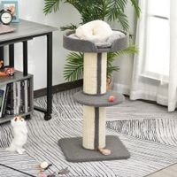 Katzenbaum Spielbaum Kratzstamm mit Plattform Sisal E1 Spanplatte Plüsch Grau 45 x 45 x 91 cm