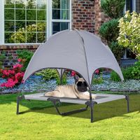 Haustierbett mit Baldachin Erhöhtes Hundebett Hundeliege outdoor Grau