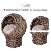 Rattan Katzenkorb Katzenhöhle Katzenbett mit Kissen Dunkelbraun
