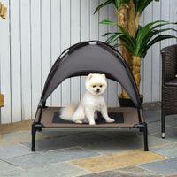Haustierbett mit Baldachin Erhöhtes Hundebett Hundeliege outdoor Kaffee