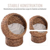 Rattan Katzenkorb Katzenhöhle Katzenbett mit Kissen Hellbraun