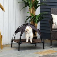 Haustierbett mit Baldachin Erhöhtes Hundebett Hundeliege outdoor Kaffee