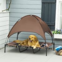 Haustierbett mit Baldachin Erhöhtes Hundebett Hundeliege outdoor Kaffee