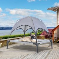 Haustierbett mit Baldachin Erhöhtes Hundebett Hundeliege outdoor Grau