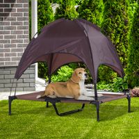 Haustierbett mit Baldachin Erhöhtes Hundebett Hundeliege outdoor Kaffee