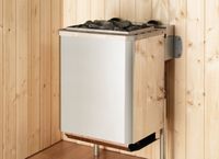 Masssivholzsauna mit Fronteinstieg Gr.1 inkl. 9,0 kW Kompakt-Ofen