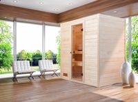 Masssivholzsauna mit Fronteinstieg Gr.1 inkl. 9,0 kW Kompakt-Ofen
