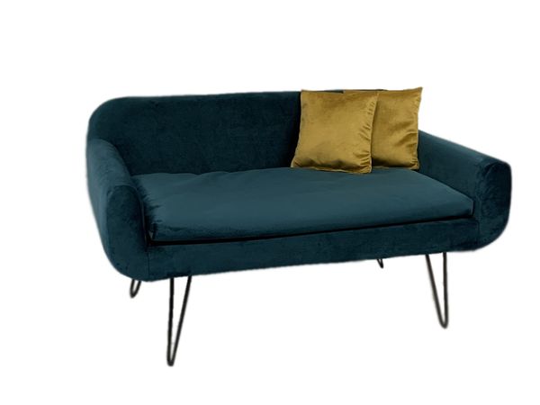 Tiersofa Tender petrol/senf