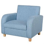 Kindersessel Kindersofa mit dickem Schaumstoff und dicken Sitzkissen Kindercouch Stuhl Liegesofa mit Anti-Rutsch-Füßen für 3-8 Jahre Kinder Holz Leinen Schaumstoff Blau 49x45x44,5 cm