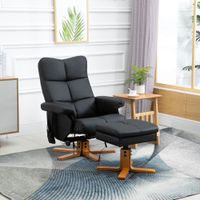 Relaxsessel mit Liegefunktion Massagesessel mit Fußhocker Schwarz