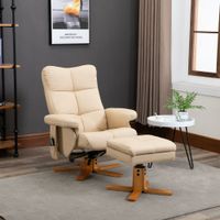 Relaxsessel mit Liegefunktion Massagesessel mit Fußhocker Cremeweiß