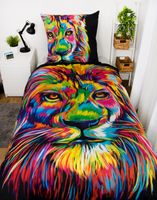 Bureau-Artistique "Löwe" Satin-Bettwäsche Größe 80x80 + 155x220 cm