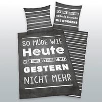 Sprüche Bettwäsche Größe 80x80 + 135x200 cm