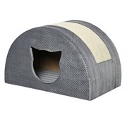 Katzenhöhle mit Kraztbrett Katzenbett Kratzhaus Katzenhaus Katzenwohnung Sisal Grau 48,5 x 30 x 30 cm
