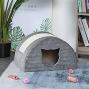 Katzenhöhle mit Kraztbrett Katzenbett Kratzhaus Katzenhaus Katzenwohnung Sisal Grau 48,5 x 30 x 30 cm