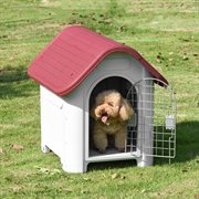 Hundehütte Outdoor Hundehaus mit Dachluke für kleine Hunde Metall PP