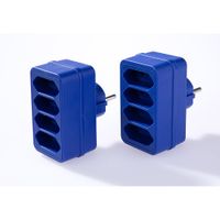 4-fach Steckdosenadapter - Blau, 2er-Set