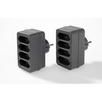 4-fach Steckdosenadapter - Grau, 2er-Set