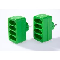 4-fach Steckdosenadapter - Grün, 2er-Set