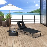 Sonnenliege Relaxliege mit Gesichtsöffnung schwarz NEU
